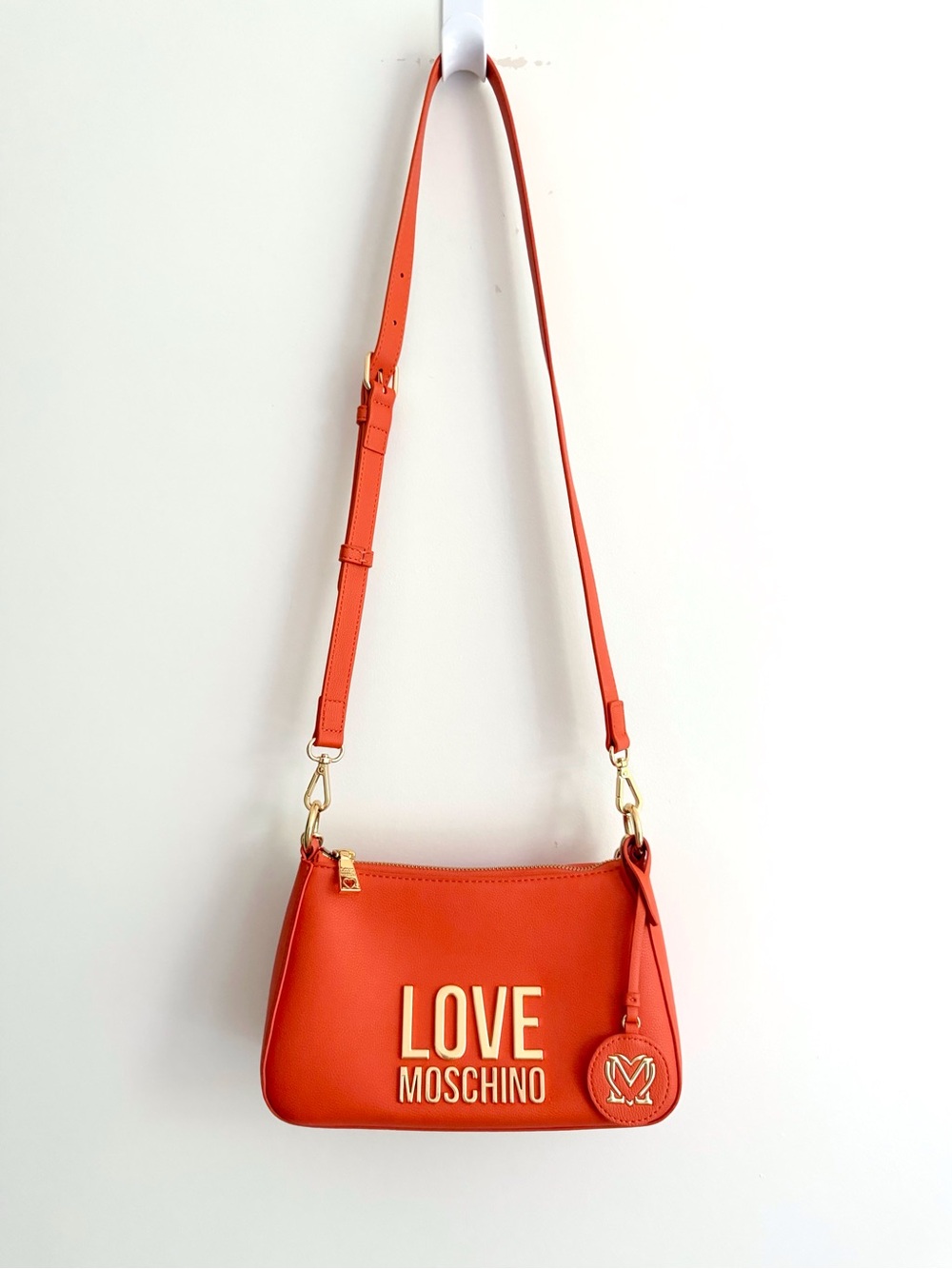Love Moschino Orange Crossbody Bag with Gold Logo